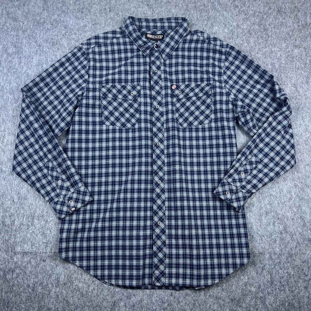 Vtg Split Skateboards Men's Button Down Shirt Snap Buttons Long Sleeve Y2K Sz XL